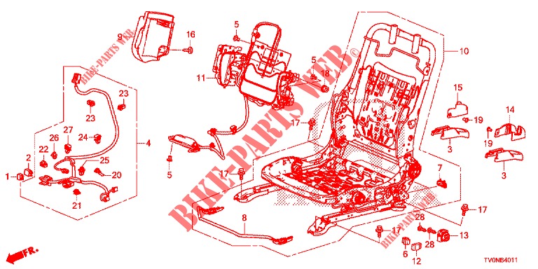 VORNE SITZKOMPONENTEN (G.) (HAUTEUR MANUELLE) für Honda CIVIC DIESEL 1.6 EXECUTIVE NAVI EDITION X 5 Türen 6 gang-Schaltgetriebe 2016
