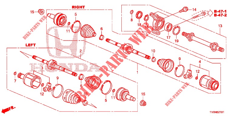 ANTRIEBSWELLE, VORNE/HALBWELLE (1.8L) für Honda CIVIC 1.8 ELEGANCE 5 Türen 5 gang automatikgetriebe 2016