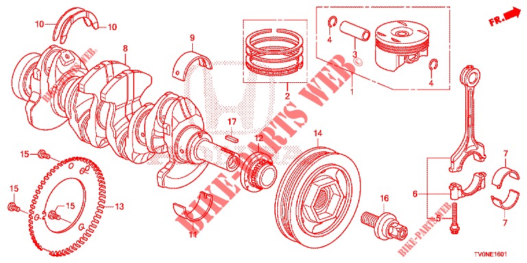 KURBELWELLE/KOLBEN (1.8L) für Honda CIVIC 1.8 ELEGANCE 5 Türen 5 gang automatikgetriebe 2016