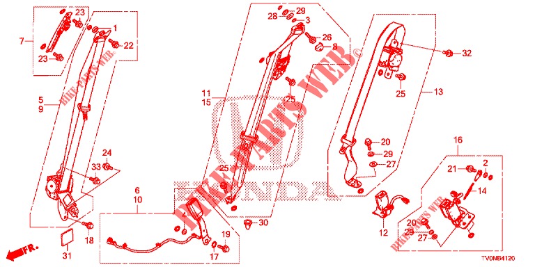 VORDERSITZ/SITZGURTE  für Honda CIVIC 1.8 ELEGANCE 5 Türen 5 gang automatikgetriebe 2016