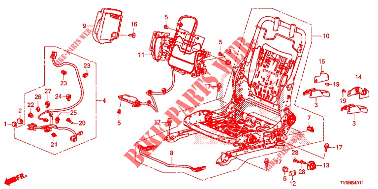 VORNE SITZKOMPONENTEN (G.) (HAUTEUR MANUELLE) für Honda CIVIC 1.8 ELEGANCE 5 Türen 5 gang automatikgetriebe 2016