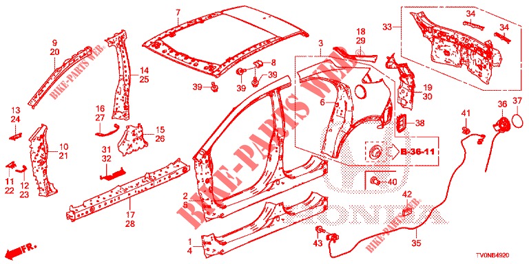AUSSENBLECHE/TAFEL, HINTEN  für Honda CIVIC 1.8 EXECUTIVE 5 Türen 6 gang-Schaltgetriebe 2016