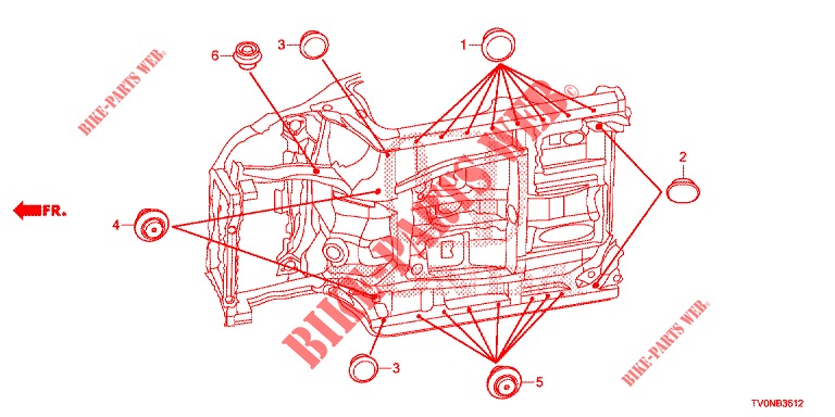 GUMMITUELLE (INFERIEUR) für Honda CIVIC 1.8 EXECUTIVE 5 Türen 6 gang-Schaltgetriebe 2016