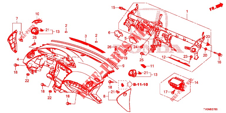 INSTRUMENTENBRETT, OBEN (LH) für Honda CIVIC 1.8 EXECUTIVE 5 Türen 6 gang-Schaltgetriebe 2016
