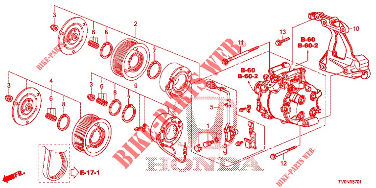 KLIMAANLAGE (COMPRESSEUR) (1.8L) für Honda CIVIC 1.8 EXECUTIVE 5 Türen 6 gang-Schaltgetriebe 2016