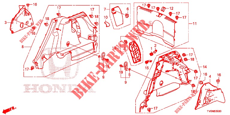 KOFFERRAUM SEITENVERKL.  für Honda CIVIC 1.8 EXECUTIVE 5 Türen 6 gang-Schaltgetriebe 2016