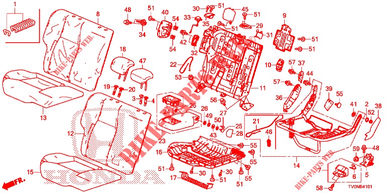 RUECKSITZ/SITZGURT, (D.) für Honda CIVIC 1.8 EXECUTIVE 5 Türen 6 gang-Schaltgetriebe 2016