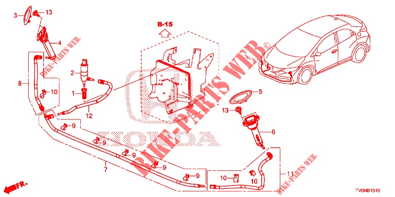 SCHEINWERFERWASCHER(S)  für Honda CIVIC 1.8 EXECUTIVE 5 Türen 6 gang-Schaltgetriebe 2016