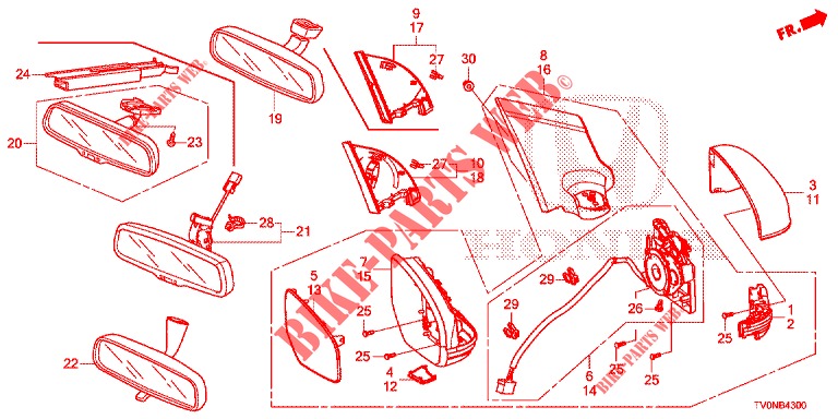 SPIEGEL/SCHIEBEDACH  für Honda CIVIC 1.8 EXECUTIVE 5 Türen 6 gang-Schaltgetriebe 2016