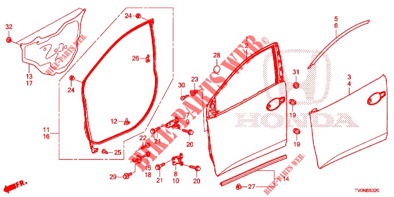 TUERTAFELN, VORNE(2D)  für Honda CIVIC 1.8 EXECUTIVE 5 Türen 6 gang-Schaltgetriebe 2016