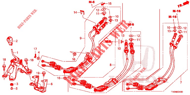 WAHLHEBEL(HMT)  für Honda CIVIC 1.8 EXECUTIVE 5 Türen 6 gang-Schaltgetriebe 2016