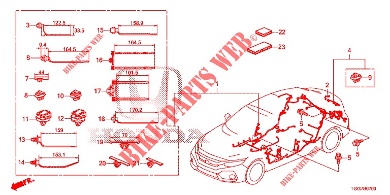 KABELBAUM (4) (LH) für Honda CIVIC  1.0 S 5 Türen 6 gang-Schaltgetriebe 2017