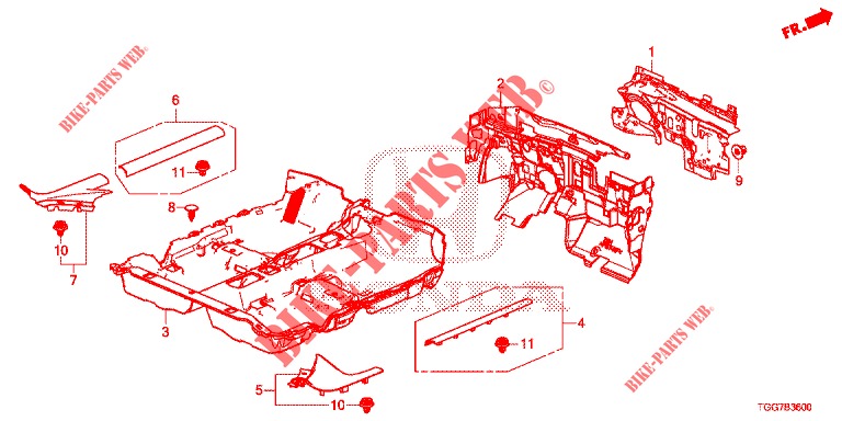 BODENMATTE/ISOLATOR  für Honda CIVIC 1.0 S 5 Türen vollautomatische 2017