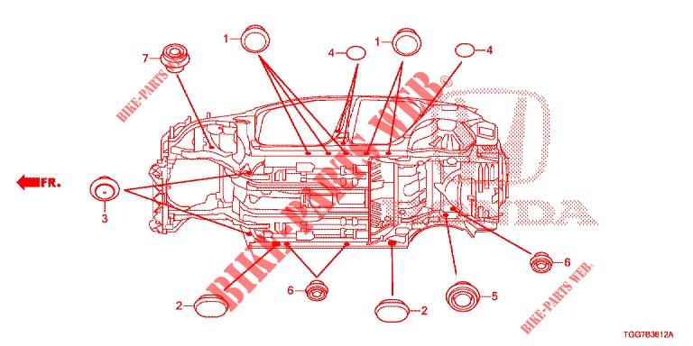 GUMMITUELLE (INFERIEUR) für Honda CIVIC 1.0 S 5 Türen vollautomatische 2017