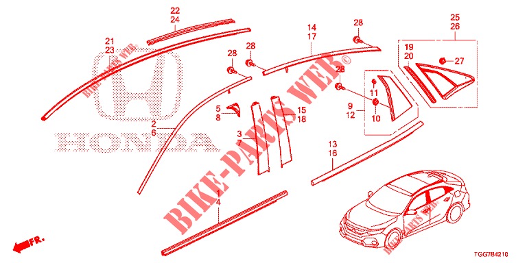 GRILL, VORNE/ZIERLEISTE  für Honda CIVIC 1.5 PRESTIGE 5 Türen 6 gang-Schaltgetriebe 2017