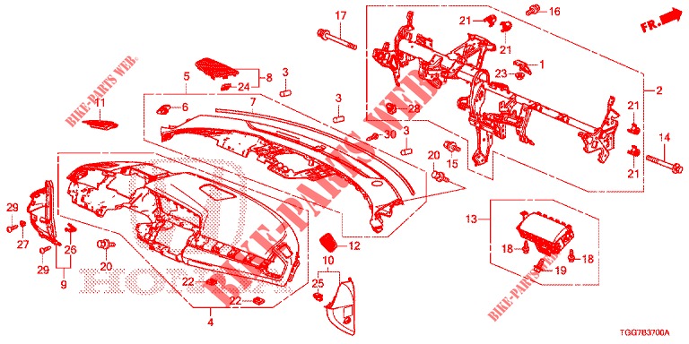 INSTRUMENTENBRETT, OBEN (LH) für Honda CIVIC 1.5 PRESTIGE 5 Türen 6 gang-Schaltgetriebe 2017