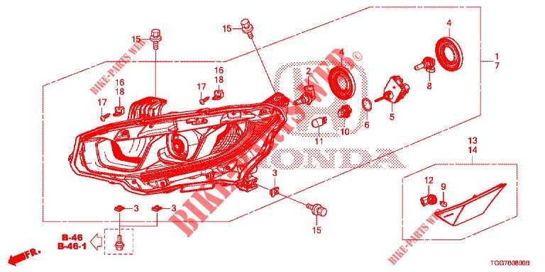 SCHEINWERFER (HALOGENE) für Honda CIVIC 1.5 PRESTIGE 5 Türen 6 gang-Schaltgetriebe 2017