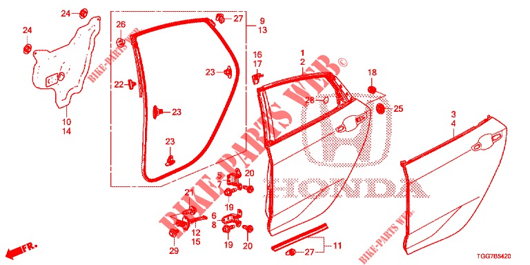 TUERBLECHE, HINTEN(4D)  für Honda CIVIC 1.5 PRESTIGE 5 Türen 6 gang-Schaltgetriebe 2017