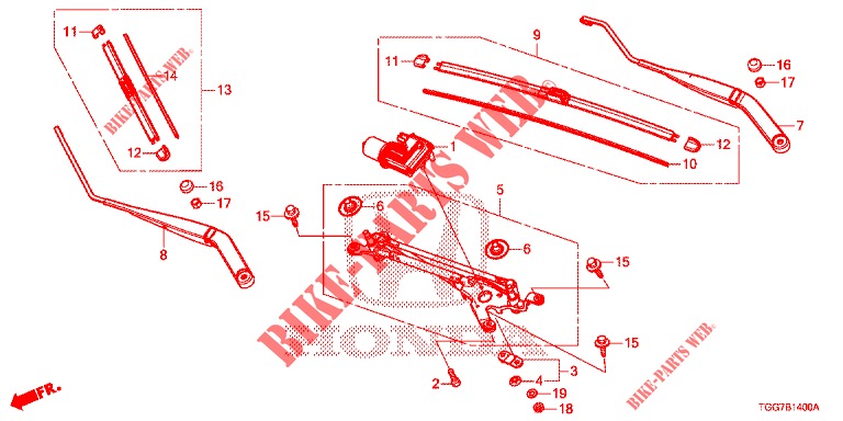 WINDSCHUTZSCHEIBENWISCHER (LH) für Honda CIVIC 1.5 PRESTIGE 5 Türen 6 gang-Schaltgetriebe 2017