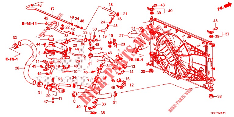 FLEXIBLE KÜHLER  / RESERVOIR ERWEITERUNG (1,5 L) für Honda CIVIC  1.5 PRESTIGE 5 Türen vollautomatische 2017