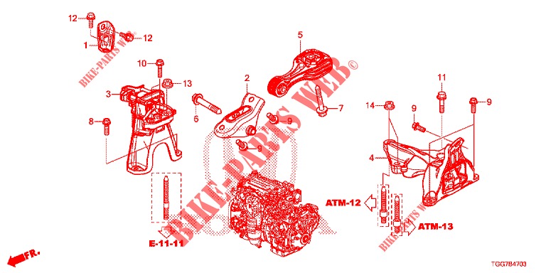 MOTORBEFESTIGUNGEN (1.5L) (CVT) für Honda CIVIC  1.5 PRESTIGE 5 Türen vollautomatische 2017