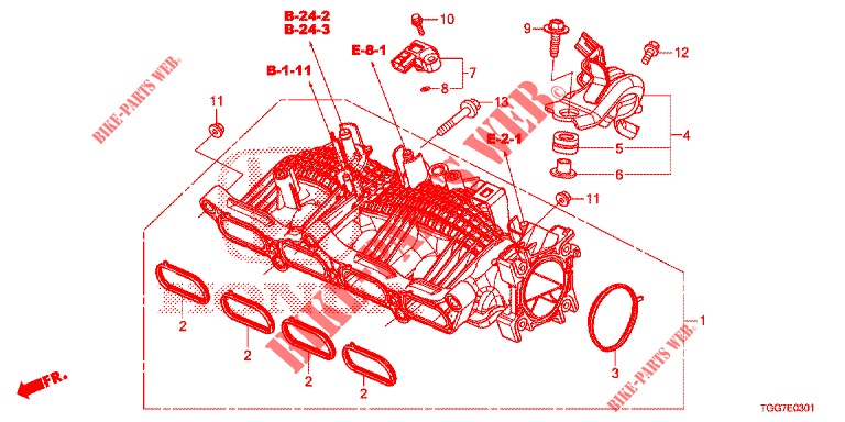 ANSAUGKRUEMMER (1.5L) für Honda CIVIC 1.5 SPORT PLUS 5 Türen 6 gang-Schaltgetriebe 2017