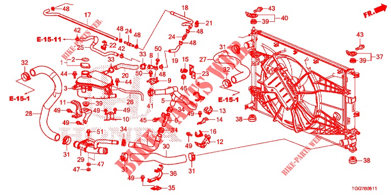 FLEXIBLE KÜHLER  / RESERVOIR ERWEITERUNG (1,5 L) für Honda CIVIC 1.5 SPORT PLUS 5 Türen 6 gang-Schaltgetriebe 2017