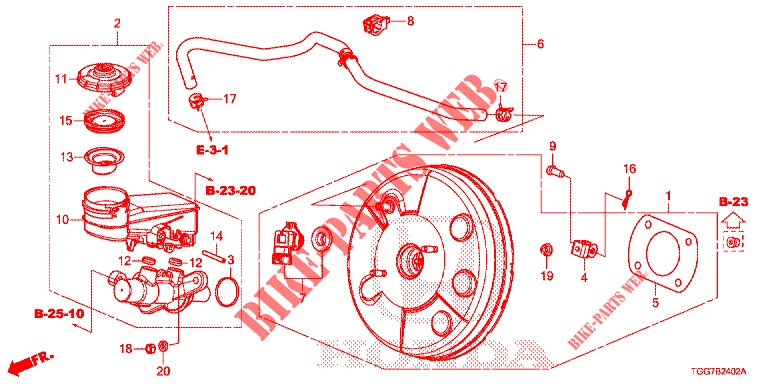 HAUPTBREMSZYLINDER/MASTER POWER (1.5L) (LH) für Honda CIVIC 1.5 SPORT PLUS 5 Türen 6 gang-Schaltgetriebe 2017