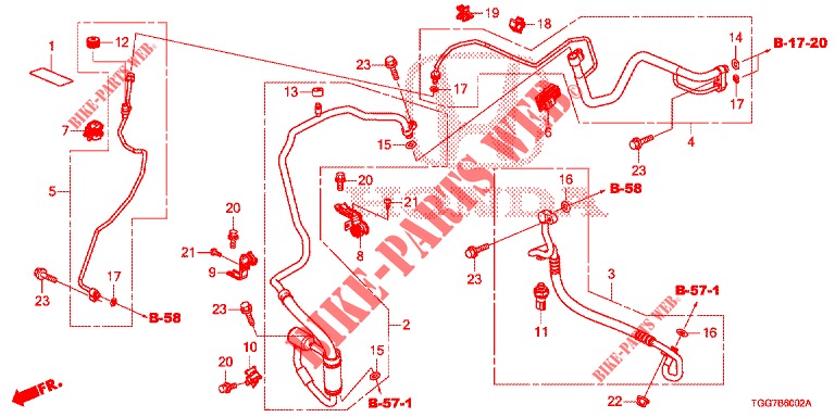 KLIMAANLAGE (FLEXIBLES/TUYAUX) (1.5L) (LH) für Honda CIVIC 1.5 SPORT PLUS 5 Türen 6 gang-Schaltgetriebe 2017