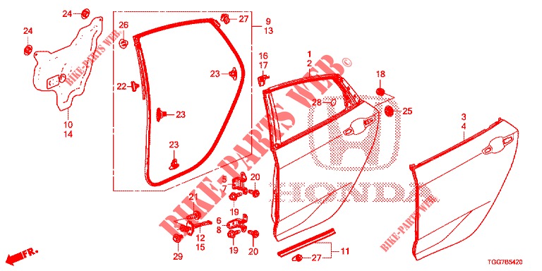 TUERBLECHE, HINTEN(4D)  für Honda CIVIC 1.5 SPORT PLUS 5 Türen 6 gang-Schaltgetriebe 2017