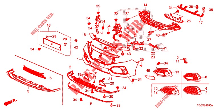 VORDERE STOSSFAENGER  für Honda CIVIC 1.5 SPORT PLUS 5 Türen 6 gang-Schaltgetriebe 2017
