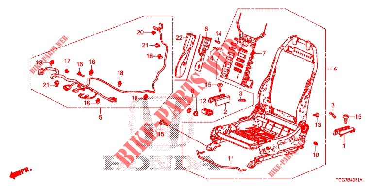 VORNE SITZKOMPONENTEN (D.) (SIEGE REGLAGE MANUEL) (2) für Honda CIVIC 1.5 SPORT PLUS 5 Türen 6 gang-Schaltgetriebe 2017