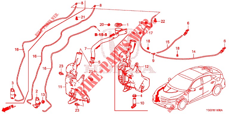 WINDSCHUTZSCHEIBENWASCHER (AVANT) für Honda CIVIC 1.5 SPORT PLUS 5 Türen 6 gang-Schaltgetriebe 2017