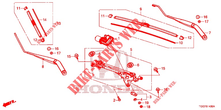 WINDSCHUTZSCHEIBENWISCHER (LH) für Honda CIVIC 1.5 SPORT PLUS 5 Türen 6 gang-Schaltgetriebe 2017