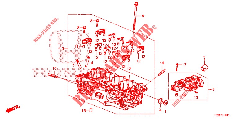 ZYLINDERKOPF (1.5L) für Honda CIVIC 1.5 SPORT PLUS 5 Türen 6 gang-Schaltgetriebe 2017