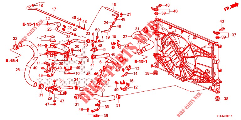 FLEXIBLE KÜHLER  / RESERVOIR ERWEITERUNG (1,5 L) für Honda CIVIC  1.5 SPORT PLUS 5 Türen vollautomatische 2017