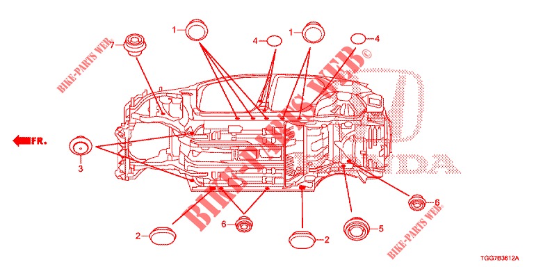 GUMMITUELLE (INFERIEUR) für Honda CIVIC  1.5 SPORT PLUS 5 Türen vollautomatische 2017
