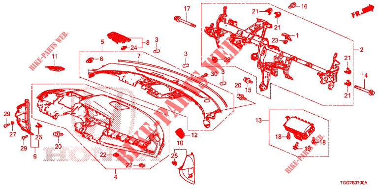 INSTRUMENTENBRETT, OBEN (LH) für Honda CIVIC  1.5 SPORT PLUS 5 Türen vollautomatische 2017