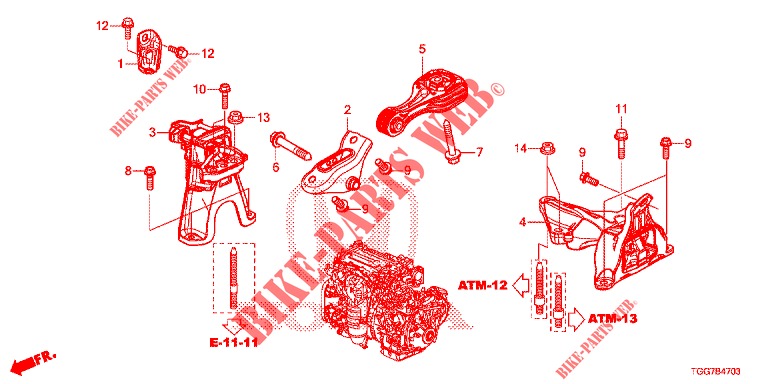 MOTORBEFESTIGUNGEN (1.5L) (CVT) für Honda CIVIC  1.5 SPORT PLUS 5 Türen vollautomatische 2017