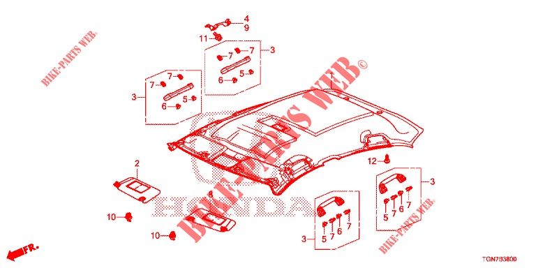 DACHVERKLEIDUNG (1) für Honda CIVIC DIESEL 1.6 ENTRY 5 Türen 6 gang-Schaltgetriebe 2018