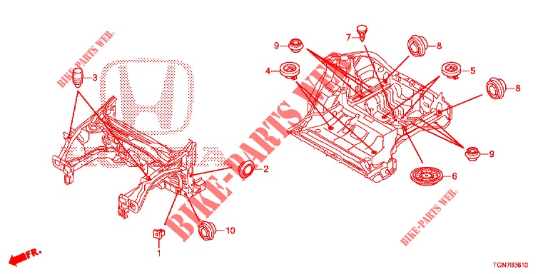 GUMMITUELLE (AVANT) für Honda CIVIC DIESEL 1.6 ENTRY 5 Türen 6 gang-Schaltgetriebe 2018