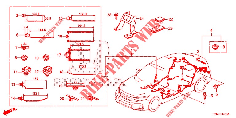 KABELBAUM (4) (LH) für Honda CIVIC DIESEL 1.6 ENTRY 5 Türen 6 gang-Schaltgetriebe 2018