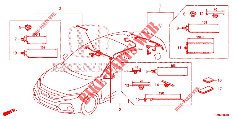 KABELBAUM (5) (LH) für Honda CIVIC DIESEL 1.6 ENTRY 5 Türen 6 gang-Schaltgetriebe 2018