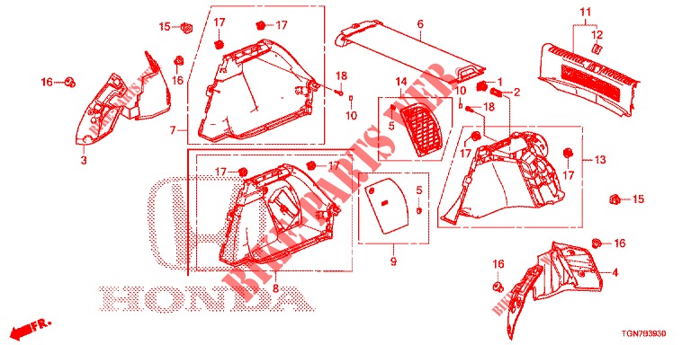 KOFFERRAUM SEITENVERKL.  für Honda CIVIC DIESEL 1.6 ENTRY 5 Türen 6 gang-Schaltgetriebe 2018
