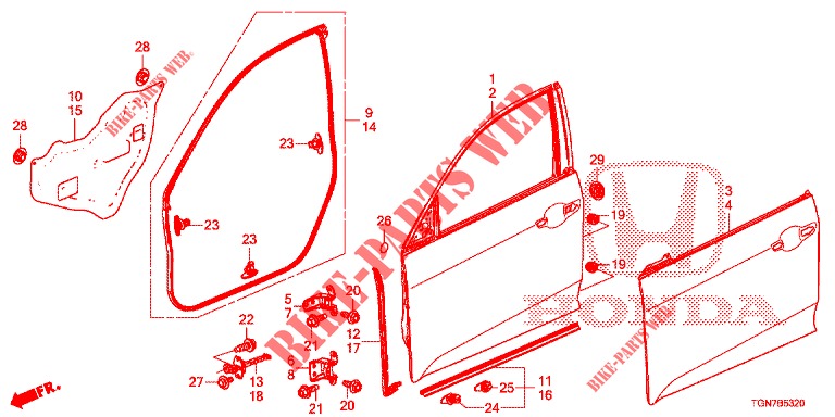 TUERTAFELN, VORNE(2D)  für Honda CIVIC DIESEL 1.6 ENTRY 5 Türen 6 gang-Schaltgetriebe 2018