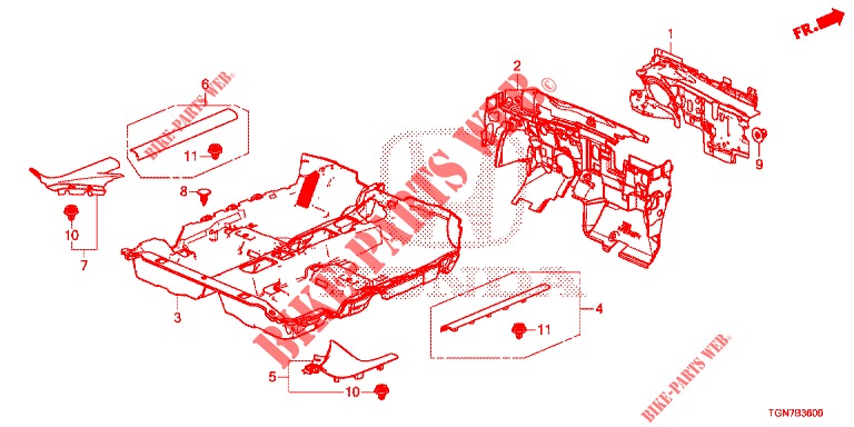 BODENMATTE/ISOLATOR  für Honda CIVIC DIESEL 1.6 ENTRY 5 Türen 9 gang automatikgetriebe 2018