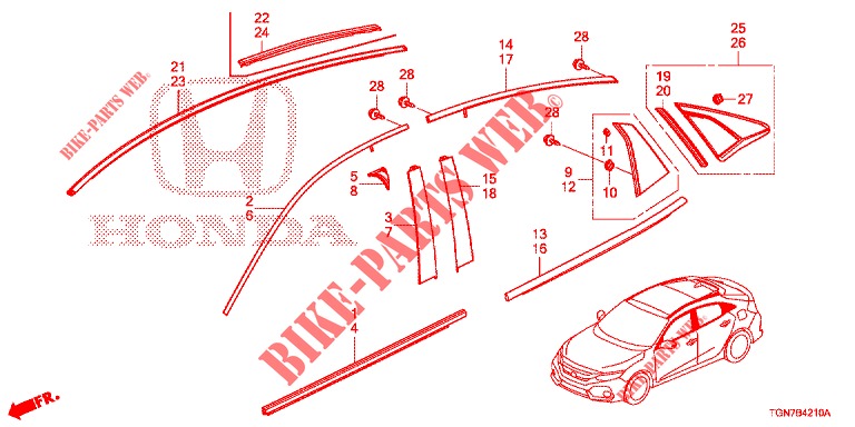GRILL, VORNE/ZIERLEISTE  für Honda CIVIC DIESEL 1.6 ENTRY 5 Türen 9 gang automatikgetriebe 2018