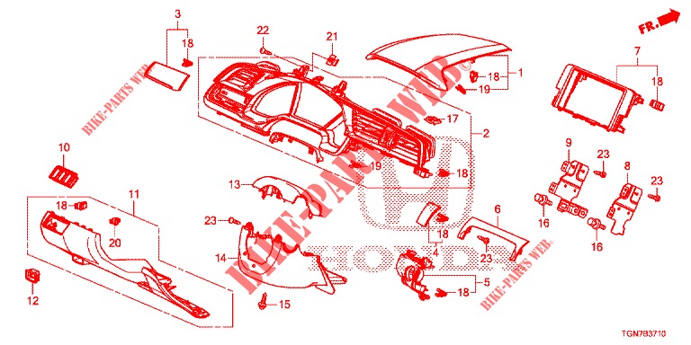 INSTRUMENT, ZIERSTUECK (COTE DE CONDUCTEUR) (LH) für Honda CIVIC DIESEL 1.6 ENTRY 5 Türen 9 gang automatikgetriebe 2018
