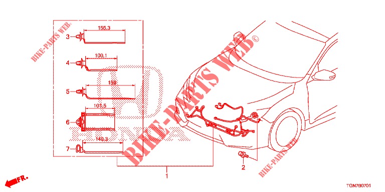 KABELBAUM (2) (LH) für Honda CIVIC DIESEL 1.6 ENTRY 5 Türen 9 gang automatikgetriebe 2018