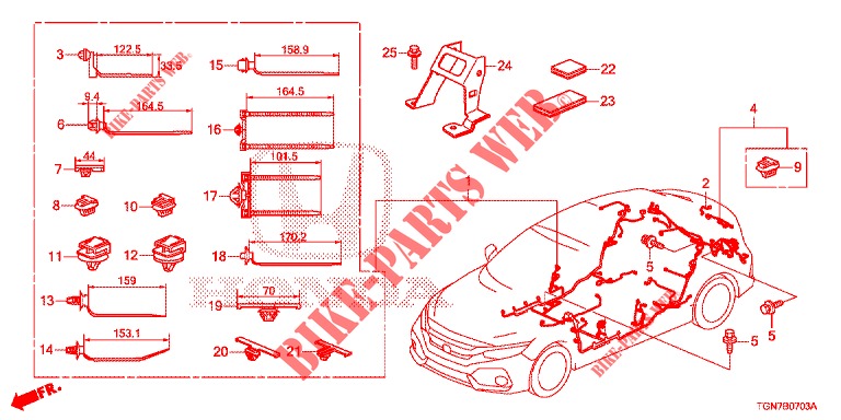 KABELBAUM (4) (LH) für Honda CIVIC DIESEL 1.6 ENTRY 5 Türen 9 gang automatikgetriebe 2018